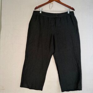 Norton McNaughton Black Linen Blend Cropped Wide Leg Pants Womens 16
